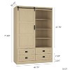 CAVINAS Wardrobe Closet,Armoire Wardrobe Closet with Hanging Rod,Sliding Barn Door,4 Drawers,3 Open Shelves,Wardrobe Cabinet for Bedrooms - 3 of 4