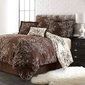 FIONECA Foliage Patterned Reversible Comforter Set Coordinating Shams Machine Washable Natural Elegance Bedding For Bedrooms - 1 of 4