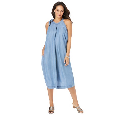 Jessica London Women's Plus Size Denim tie-neck Dress : Target