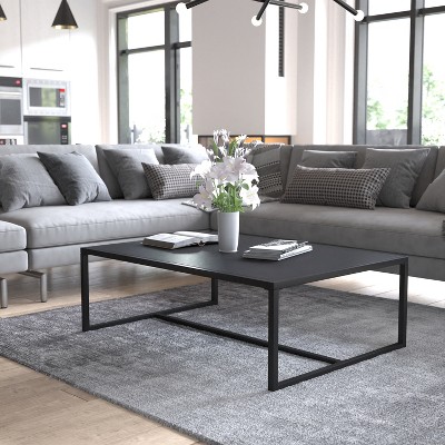 Brock 45" Black Steel Rectangular Outdoor Coffee Table