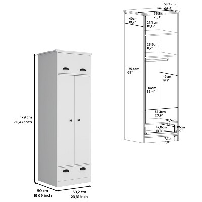 Tifton Black Engineered Wood Armoire with Hinged Drawer