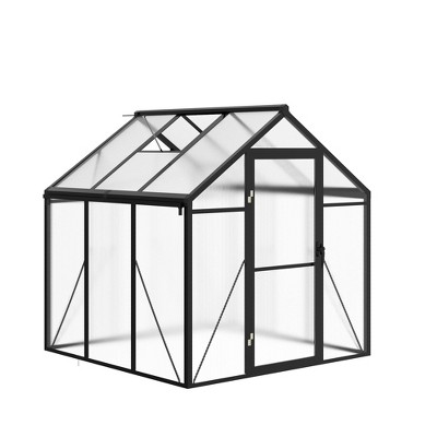 Garvee Walk-In Greenhouse with Polycarbonate Panels, Aluminum Frame, Quick Setup, Roof Vent, Outdoor Garden Greenhouse