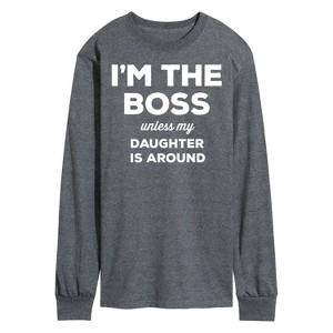 Men's - Instant Message - I'm The Boss Unless Daughter Is Around Long Sleeve Graphic T-Shirt - 1 of 4