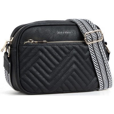 Quilted Crossbody Bags for Women Vegan Leather Purses Small Shoulder Handbags with Wide Strap