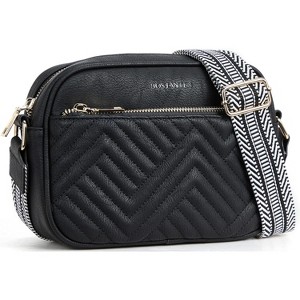 Quilted Crossbody Bags for Women Vegan Leather Purses Small Shoulder Handbags with Wide Strap - 1 of 4