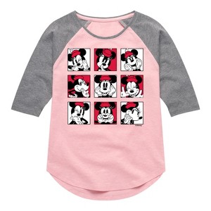 Girls' - Disney - Minnie Grid Shirt Tail Raglan Graphic T-shirt - 1 of 3