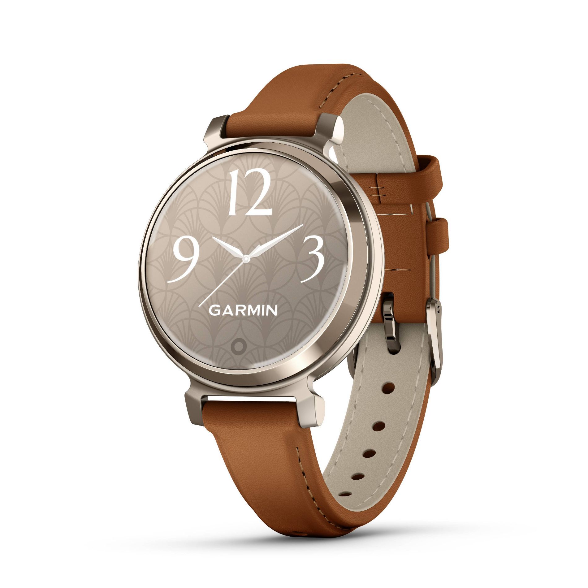 Garmin Lily 2 Smartwatch with Tan Leather Band - Cream Gold