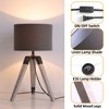 18" Industrial Natural Wood Tripod Table Lamp with Linen Drum Shade and Metal Accents for Bedroom, Living Room, Study, or Hotel Spaces - 4 of 4