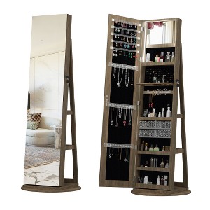 Lyngins 360° Jewelry Cabinet Standing, Jewelry Organizers & Storage with Full Length Mirror, Jewelry Armoire Organizer, Earring Holder Organizer - 1 of 4