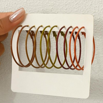 Paaaawaters 5 pairs of fashionable circular earrings for women, retro autumn and winter style, Maillard color