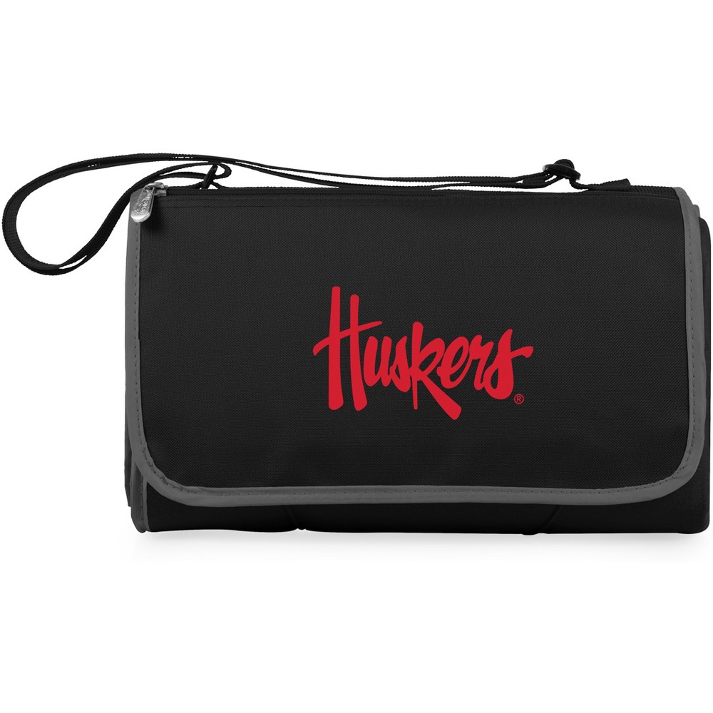 NCAA Nebraska Cornhuskers Blanket Tote Outdoor Picnic Blanket - Black