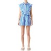 Women's Striped Pintuck Tie Belt Romper - Grey Lab - 2 of 4