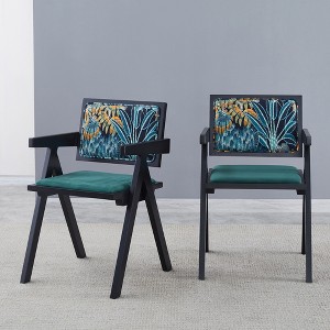 2 dining chairs, black, made of rubber wood solid wood, medieval style, armrest solid wood dining chair - 1 of 4