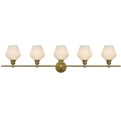 Elegant Lighting Gene 5 Light Satin Gold and Frosted White Glass Wall Sconce
