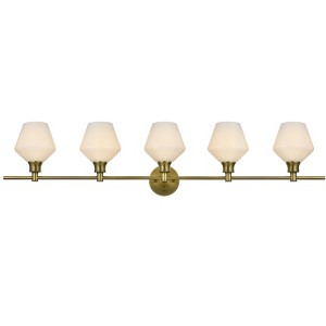 Elegant Lighting Gene 5 Light Satin Gold and Frosted White Glass Wall Sconce - 1 of 4