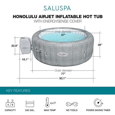 Gray Inflatable Round Hot Tub with Seats and Pillows