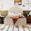 Beige Velvet Twin Size Upholstered Platform Bed with Classic Semi-Circle Headboard and Metal Legs - 2 of 4