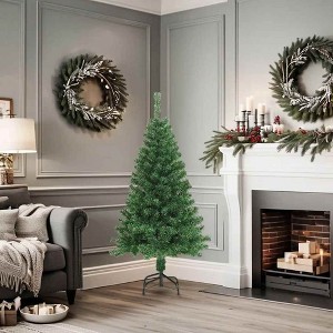 vidaXL Artificial Christmas Tree Green PVC, Steel 59 in tall Foldable - 1 of 4