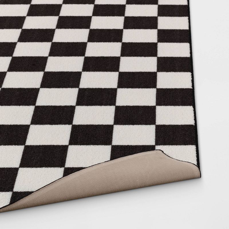 4&#39;x5&#39;5&#34; Washable Small Checker Accent Rug Charcoal and Ivory - Room Essentials&#8482;, 5 of 9