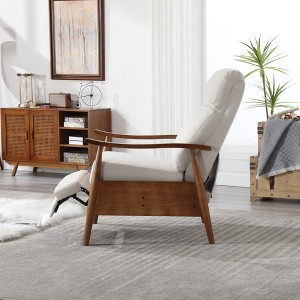 Modern Accent Recliner Chair with Adjustable Footrest, High-Density Cushion, Solid Wood Frame - 1 of 4