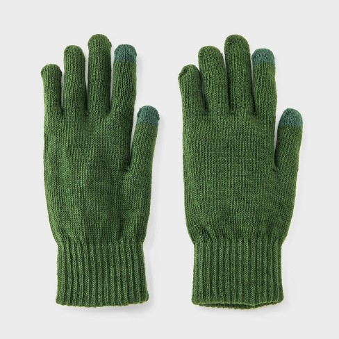 Men s Knit Tech Touch Gloves Goodfellow Co Dark Green One Size Fits Most Target