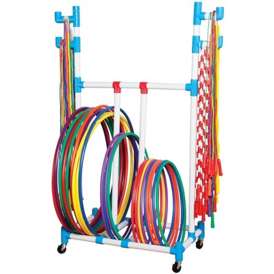 Sportime Hoop-N-Rope Cart, 21 x 48 x 67 Inches, Holds Over 100 Hoops