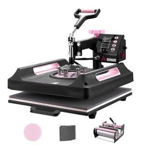 VEVOR Heat Press Machine, 15 x 15 inch, 5 in 1 Heat Transfer Machine with 30 oz Tumbler Press, 360° Swing Away T-Shirt Pressing Machine, Black&Pink - 1 of 4