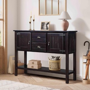 APRILSOUL 48'' Solid Wood Retro Sideboard, Console Table,2 Drawers, Cabinets & Bottom Shelf,  Buffet for Living Room,Kitchen - 1 of 4
