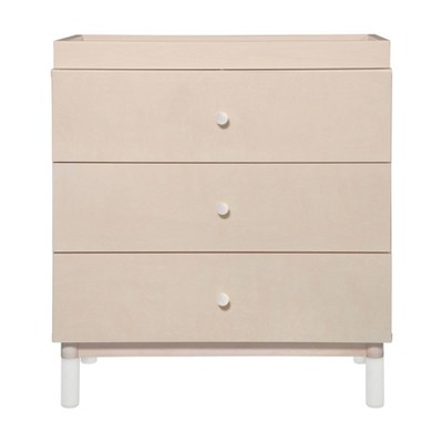 Washed Natural and White 3-Drawer Changing Table Dresser