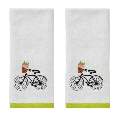 2pk Flower Basket Bike Hand Towel Set White - SKL Home