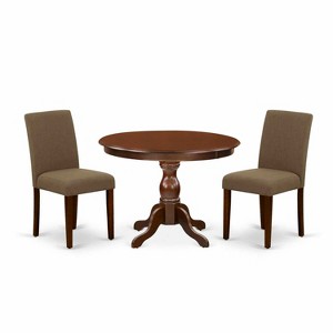 3-Piece Mahogany Finish Solid Wood Top-Dining Room Set with High Back-Seats 4 - 1 of 4