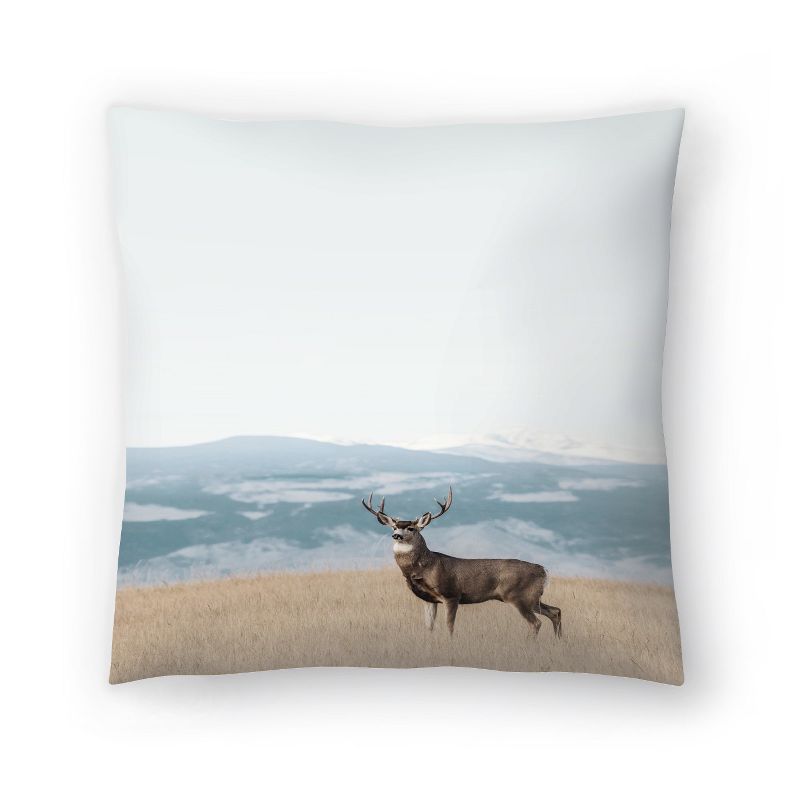 Colorado Meadow With A Deer By Tanya Shumkina Throw Pillow - Americanflat Landscape Animal, 1 of 6