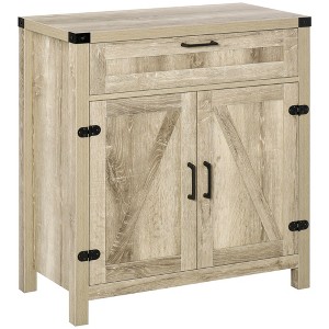 Modern Farmhouse Sideboard with Storage, Buffet Cabinet with 2 Barn Doors and Drawer for Dining Room - 1 of 4