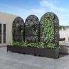 PexFix 72 in. H x 35 in. W Black Metal Arch Wall Planter Box with Trellis for Climbing Plants - 2 of 4