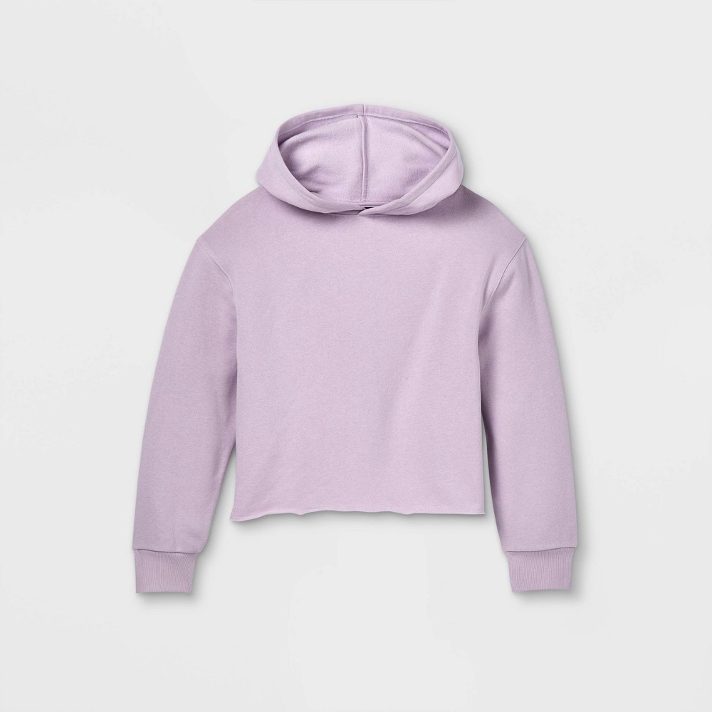 Kids' Fleece Raw Edge Boxy Hoodie - art class Light Purple M