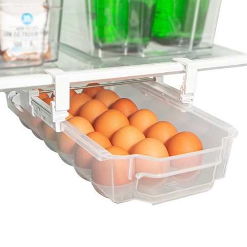 mDesign Plastic Egg Storage Tray Holder for Refrigerator, 12 Eggs, 2 Pack, Clear