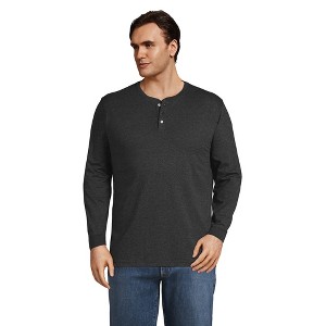 Lands' End Men's Super-T Long Sleeve Henley Shirt - 1 of 2
