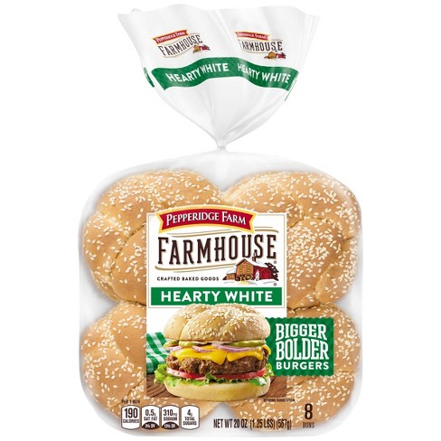 Pepperidge Farm Farmhouse Hearty White Hamburger Buns - 20oz 8ct : Target