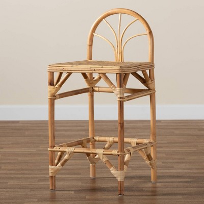 Seville Handmade Rattan Natural Counter Stool with Curved Backrest