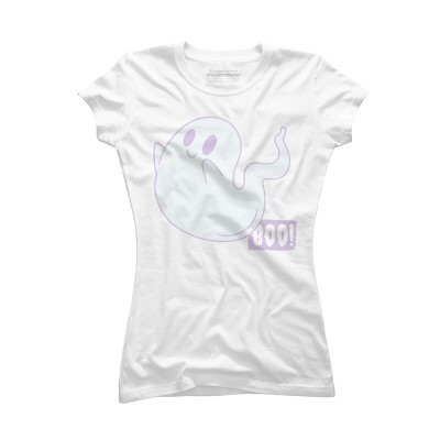 Junior's Design By Humans Boo Cute Ghost Halloween cute design By BoogieCreates T-Shirt