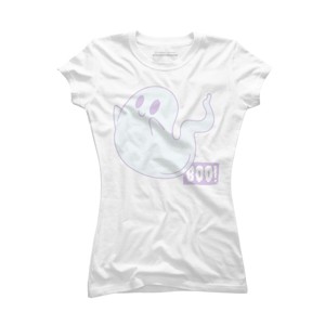 Junior's Design By Humans Boo Cute Ghost Halloween cute design By BoogieCreates T-Shirt - 1 of 3