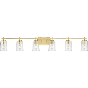 Progress Lighting Adley 6-Light Vanity Light, Satin Brass, Clear Glass Shades - 1 of 1