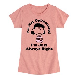 Girls' - Peanuts - Lucy Im Always Right Fitted Short Sleeve Graphic T-Shirt - 1 of 4