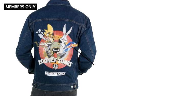 Members Only Men's Looney Tunes Denim Trucker Jacket, 2 of 5, play video