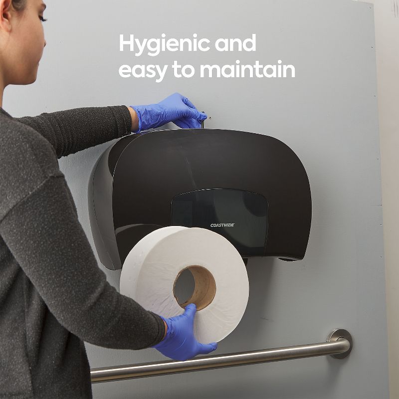 Coastwide Professional Twin Jumbo Roll Toilet Paper Dispenser Black (CW60831), 4 of 10