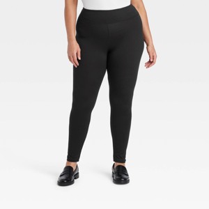 Women's Supersoft Leggings with Wide Waistband - A New Day™ Black - 1 of 3
