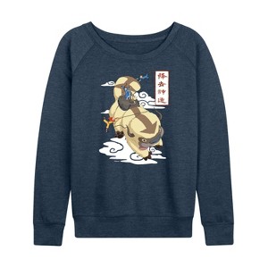 Women's - Avatar: The Last Airbender - Appa Flying Lightweight French Terry Wide Neck Long Sleeve Shirt - 1 of 4
