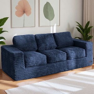 MAXYOYO 3-Seater Boneless Sofa Couch in a Box, Modern Faux Fur Sofa for Living Room, Soft High-Density Foam Couch with Pillows - 1 of 4