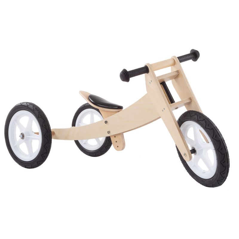 Toy Time Kids' 3-in-1 Convertible Ride-On Balance Bike - Natural Wood, 1 of 5