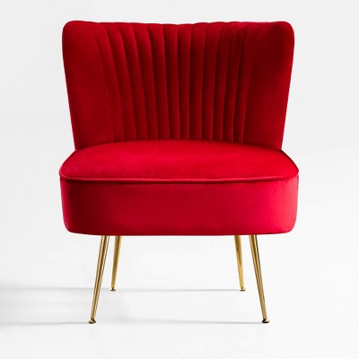WestinTrends Phoebe Upholstered Tufted Velvet Accent Chair With Metal Leg